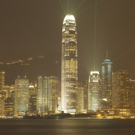 One IFC With Lasers -
Hong Kong, China  SAR (2005) : The City : James Beyer Photography